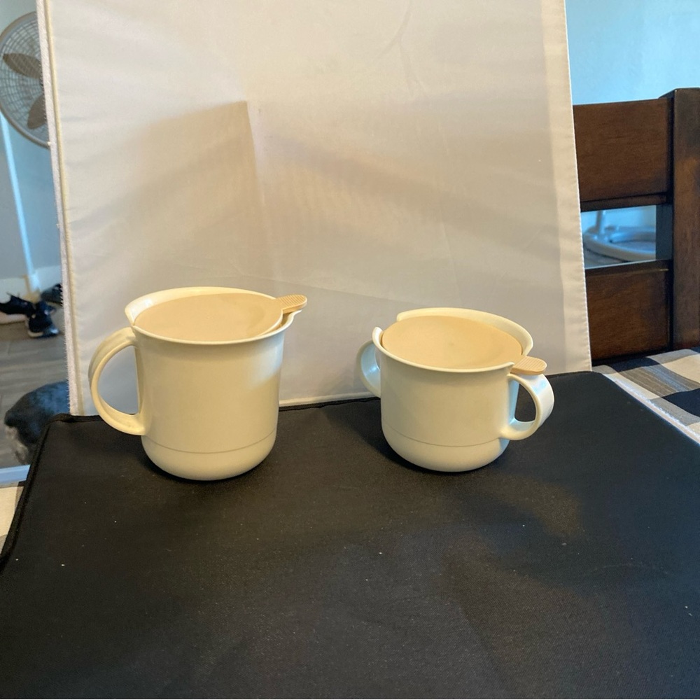 Tupperware sugar and cream containers